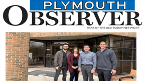 Plymouth Observer heading with a picture of Ivywood's four board members underneath