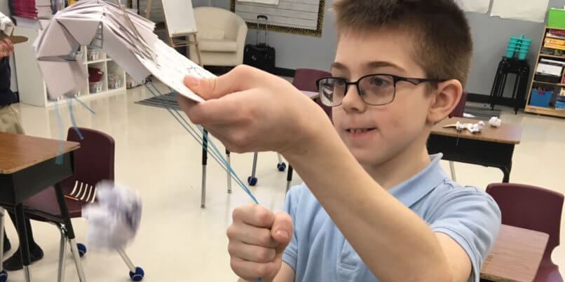 Student working on hand model