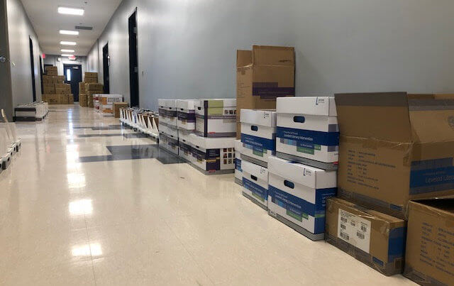 New curriculum boxed up in Ivywood's hallway