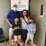 Family wearing masks ready for the first day of school!